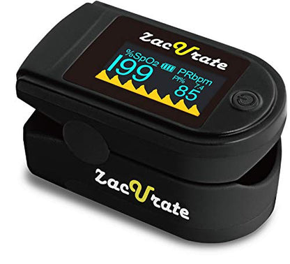 Zacurate 500 Series Fingertip Pulse Oximeter Blood Oxygen Saturation Monitor with Silicon Cover, Batteries and Lanyard, Mystic Black - OLED - color: Mystic Black - OLED