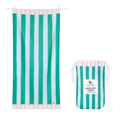 Dock & Bay Beach Towel - Quick Dry, Sand Free - Compact, Lightweight - 100% Recycled - Includes Bag - Pastel Pier - Large (160x90cm, 63x35)