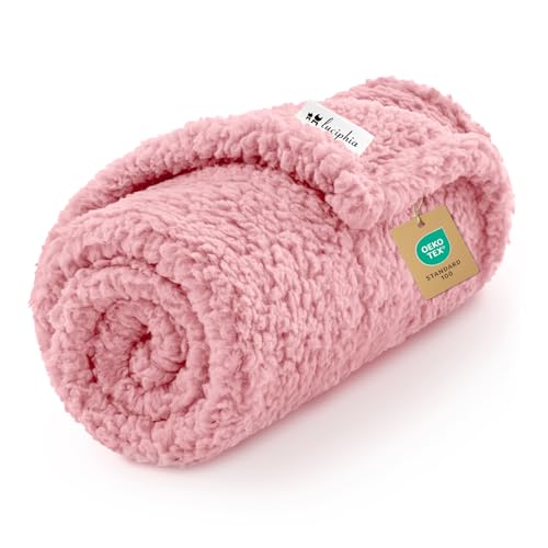 Luciphia Premium Fleece Pet Blanket for Small Medium Dogs Puppy Soft Sherpa Calming Cat Throw Blankets(Pink,41x31 inches) - color: Pink, size: 41x31 inches