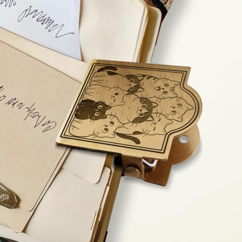 ANATTASOUL Animal Travel Journal Clip Vintage Cats Metal Book Clips, Decorative Heavy Duty Journal Clips to Hold Journal Open for Notebook, Photo, Book, Paper, Bookmark, Office Kitchen Home DIY Use - style: Cats
