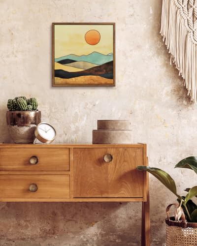Putuo Decor Boho Wooden Wall Decor, Mountain Sun Moon Western Decor Nature Wilderness Wall Art, Rustic Cabin Decor Adventure Farmhouse Wall Decor for Living Room Bedroom (Sun)