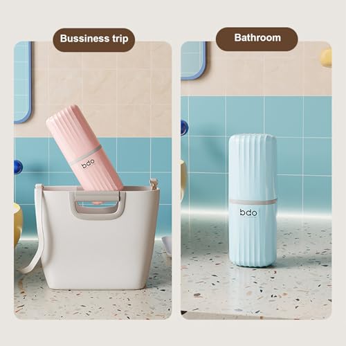 Toothbrush Travel Case Portable Clear Grey Toothbrush Holders with Cover, Leakproof Toothbrush & Toothpaste Holder for Traveling School Camping Business Trip Bathroom - color: 1 Pc-b-pink