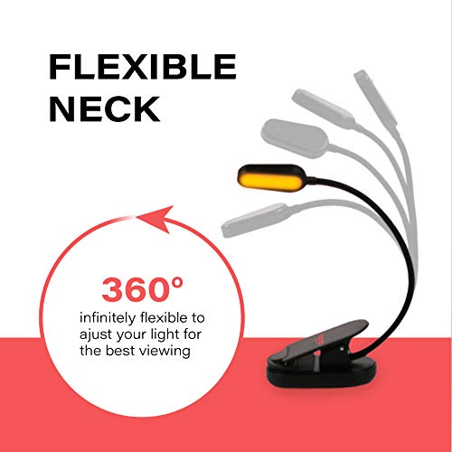 hooga Amber Book Light, Rechargeable Clip-On Blue Light Blocking LED Reading Light, 1600K Warm Eye Care for Bed, Students, Kids, Travel, Nursing, Studying - color: Amber Light