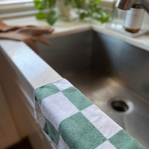 Microfiber Cleaning Cloths 13x13 – Lint-Free, Streak-Free Reusable Towels for Kitchen, Glass, Bathroom & Car | Cloak & Sage - color: Sage