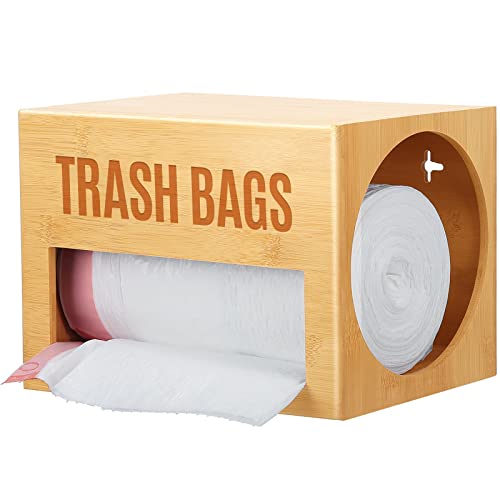 Libreshine Extra-Large Top-Loading Garbage Bag Holder Dispenser, Bamboo Trash Bag Organizer for Costco-Sized 13-33 Gallon Jumbo Rolls, Under-Sink, Wall-Mounted Storage for Kitchen & Garage - color: Bamboo, Large 1-slot