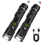Hoxida Rechargeable Flashlights 2 Pack, 6 Modes Zoomable Powerful Tactical Linternas with LCD Digital Display, Super Bright High Lumens Handheld Magnetic Flashlights for Home Emergencies Camping - color: 2pcs