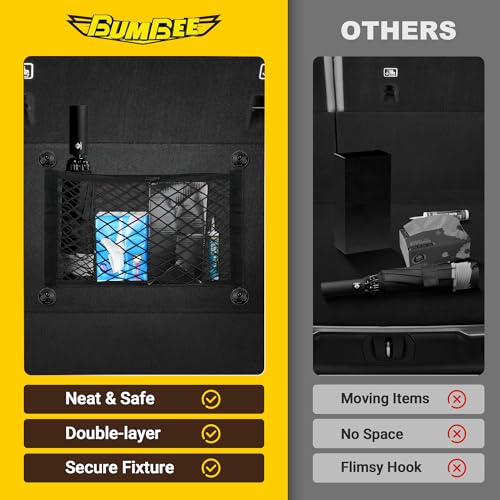 BUMBEE Mesh Cargo Net, Envelope Netting, Elastic Pocket Pouch Bungee Organizer for Car Seat Back RV Wall Trunk, Hooks & Screws Included(17.7'' x 9.8'') - size: 17.7'' x 9.8''