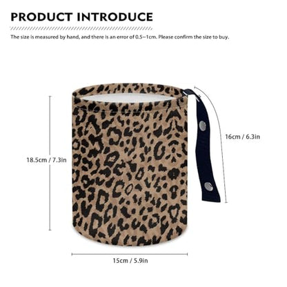Renewold Car Trash Can, Leopard Print Animal Fur Texture Car Trash Bag, Automotive Garbage Cans with Button Straps, Foldable Trash Bin, Organizer Bag for Storage Tissure Toys Snacks Drinks - color: Leopard Print Animal Fur Texture