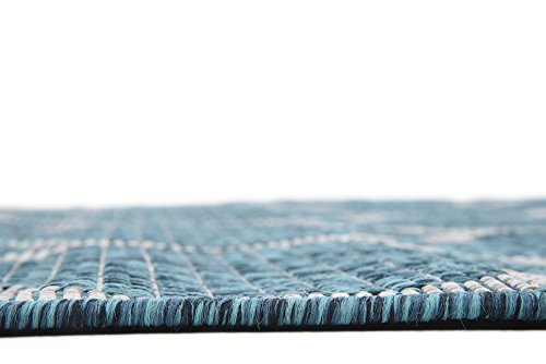 Unique Loom Outdoor Trellis Collection Area Rug (4' 1" x 6' 1" Rectangle, Teal/ Gray) - color: Teal/Gray, size: 4'1" x 6'1" (Rectangular)