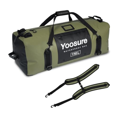 Waterproof Duffel Bag 110L - Marine Dry Bag with 700D PVC & Airtight Zipper, Extra Large Duffle Bag for Camping, Rafting, Kayaking, Boating, Car Roof Storage (Green) - color: Green