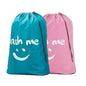 2 Pack XL Travel Laundry Bag, Dirty Clothes Organizer with Drawstring, Large Enough to Hold 4 Loads of Laundry， Easy Fit a Laundry Hamper or Basket，24" x 36" - color: Sky Blue+Pink