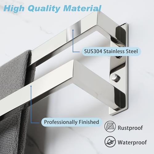 Alise Double Towel Bar, 24" Towel Racks for Bathroom Wall Mounted SUS304 Stainless Steel, Heavy Duty Bathroom Towel Holder, Quick Drying Towel Hanger, Polished Chrome - color: Polished Chrome, size: 24-inch