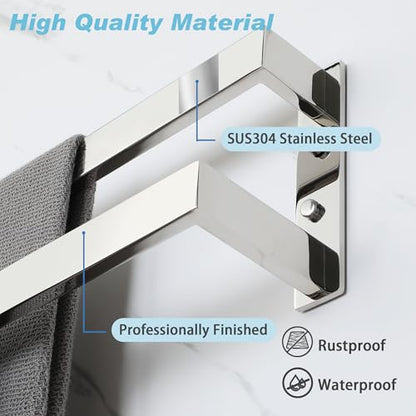 Alise Double Towel Bar, 24" Towel Racks for Bathroom Wall Mounted SUS304 Stainless Steel, Heavy Duty Bathroom Towel Holder, Quick Drying Towel Hanger, Polished Chrome - color: Polished Chrome, size: 24-inch