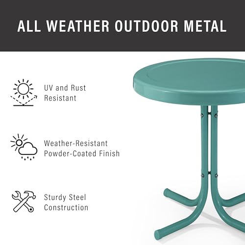 Crosley Furniture Griffith Weather Resistant Retro Metal Outdoor Side Table for Patio, Deck, Porch, Caribbean Blue - color: Caribbean Blue