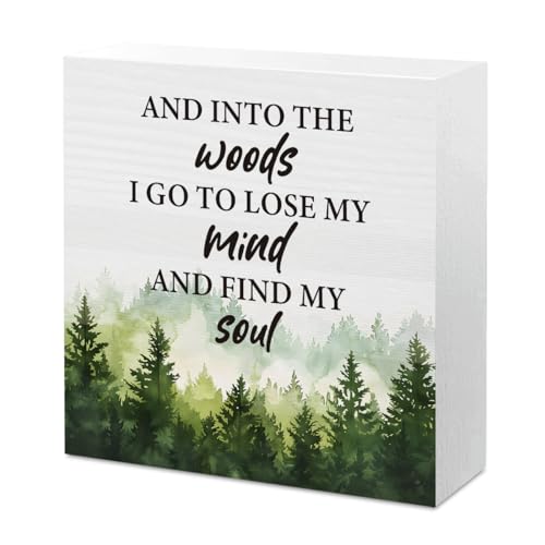 Mountain Decor Camper Cabin Camping Travel Adventure Forest Awaits Sign Rv Classroom Decor for Home Office Desk Room Table Cubicle Shelf 5 X 5 Inch - color: Soul