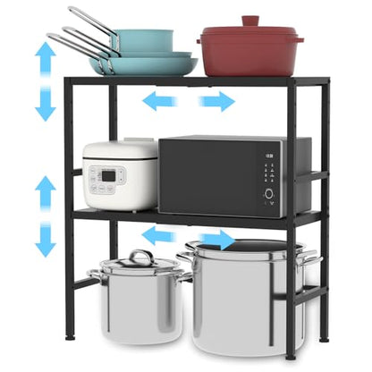 2-Tier Expandable Metal Storage Shelves, 150LBS Heavy Duty Shelving Units and Storage,Adjustable Utility Organization and Storage Shelf Rack For Kitchen Garage Laundry Bathroom Pantry Warehouse - size: 2 Tier：11.8"D x 28.3"W x 30.9"H