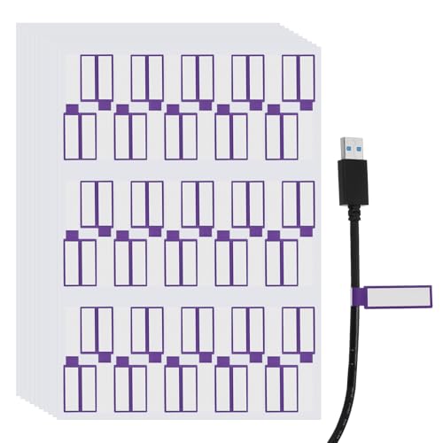 uxcell 300 Pcs Cable Labels, Waterproof Wire Cord Labels Tags, Cord Organizer Management Tags for Charger Cable Organizer Wire Markers Printer, Purple - color: Purple