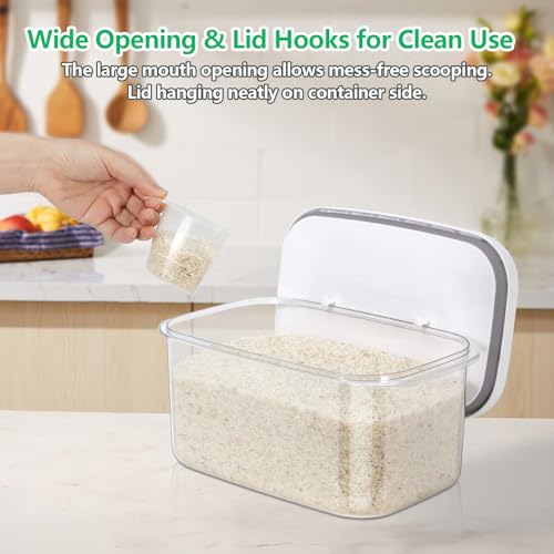 TBMAXS Airtight Flour Container 6.34 QT, Clear PET Plastic Food Storage Container Bin with Pop Up Lids For Rice Flour Sugar, Dry Food Holder for Kitchen Pantry Organization and Storage