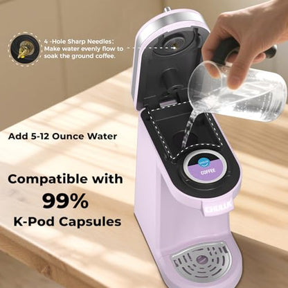 CHULUX Mini Coffee Maker for K Capsule, Single Serve Coffee Maker for One Cup Americano, Lightweight Pod Coffee Machine, Lavender - color: Lavender