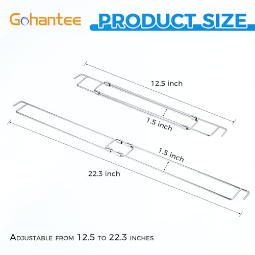 Rv Refrigerator Bars 12.5-22.3" Adjustable Stainless Steel RV Fridge Tension Rods Fridge Accessories Prevent Spills for Camper Travel Kitchen Medicine Cabinets Bookshelf
