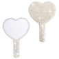 Wowagoga Sparkling Rhinestone Heart Shaped Handheld Mirror Heart Mirror Cosmetic Hand Mirror with Handle Cute Hand Mirror for Women Girls(White)