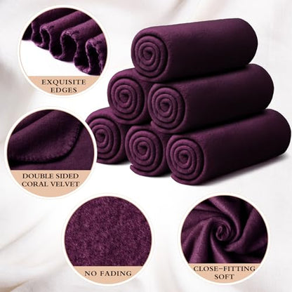 Buryeah 10 Pcs Fleece Blanket Bulk Soft Warm Fleece Blankets Cozy Lightweight Throw Blankets Plush Pet Throw Blanket for Home Bed Sofa Office Wedding Gifts Travel(50" X 60",Purple) - color: Purple