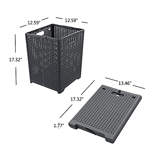 Kekow 1-Pack 42 L Plastic Collapsible Laundry Basket, Gray | Folding Laundry Hamper
