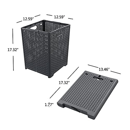 Kekow 1-Pack 42 L Plastic Collapsible Laundry Basket, Gray | Folding Laundry Hamper