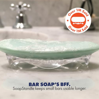 SoapStandle Bar Soap Gripper | No Goo or Mess Soap Holder for Bath and Showers | Made from Post Consumer Plastic Non Slip Quick Dry Bar Soap Holder | Clear - 2-Pack - color: Clear