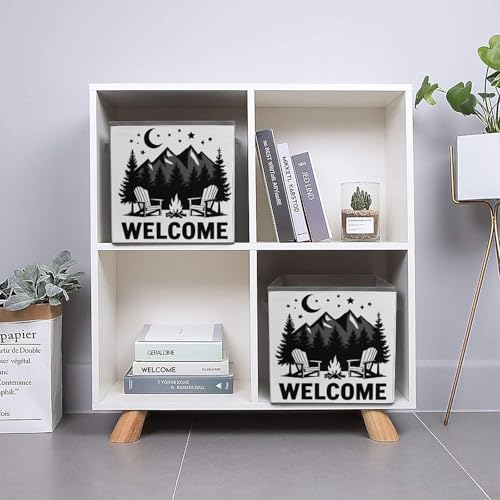 Welcome To Camping Foldable Storage Box with Handle Organizer Containers for Home Office Clothes Office Supplies - color: style-8