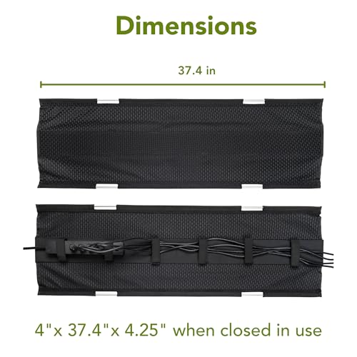 Perfect POSTURE Mesh Cable Organizer – Under Desk Cable Management with Adjustable Straps, Flexible Mesh, Easy-Access Design, & Standing Desk Compatible – 37.4” (Black) - color: Black, size: 38"