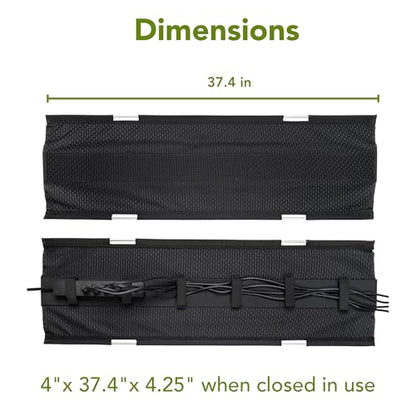 Perfect POSTURE Mesh Cable Organizer – Under Desk Cable Management with Adjustable Straps, Flexible Mesh, Easy-Access Design, & Standing Desk Compatible – 37.4” (Black) - color: Black, size: 38"