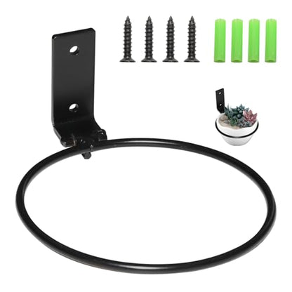 2 Pack Wall Mounted Plant Holder,Plant Pot Holder,Hanger Heavy Duty Flower Pot Ring for Outside,Foldable Wall Plant Holder,5 Inch(Black) - color: Foldable, size: 5inch，2pcs