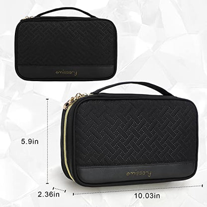 emissary Travel Jewelry Case Organizer for Necklace & Earrings, Black | Padded slots & necklace ties keep jewelry tangle-free; double-zip, water-repellent travel case for rings & earrings - color: Black