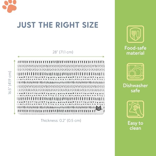 The Cat Ladies Cat Feeding Mat - Waterproof & Dishwasher Safe Small Pet Eating Placemat - Cat & Dog Food Mats for Food and Water Bowl - Protect Floors from Mess - Tribal Print - color: Black and White Tribal