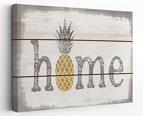 BXFAHZJ Vintage Pineapple Pattern Wall Art Canvas - Farmhouse Home Theme, 14x11 Inch Prints for Bedroom, Living Room & Home Decor; Housewarming Gift - color: Vintage Home Pineapple Pattern