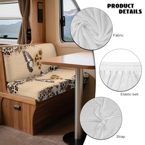 Butterfly Sunflower Leopard Pattern 2 Pcs RV Dinette Cushion Covers Breathable RV Couch Cover Elastic Loveseat Sofa Chair Cover Furniture Protector for RV Camper Car Bench - color: Butterfly Sunflower Leopard