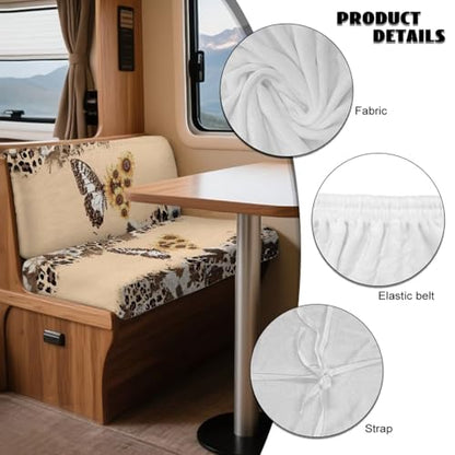 Butterfly Sunflower Leopard Pattern 2 Pcs RV Dinette Cushion Covers Breathable RV Couch Cover Elastic Loveseat Sofa Chair Cover Furniture Protector for RV Camper Car Bench - color: Butterfly Sunflower Leopard