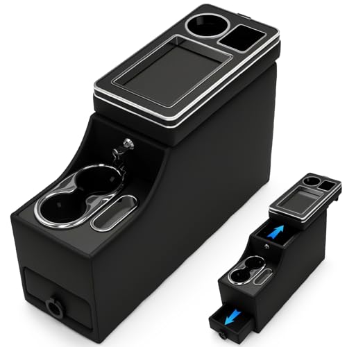 Center Console Between Seat Organizer for Minivans,SUVs,Middle Van Console Floor Console Organizer Storage Box with Phone Holder,Drawers&Cup Holders,for SUVs Console Organizer Storage Box with Locking - size: 21 inch with Locking