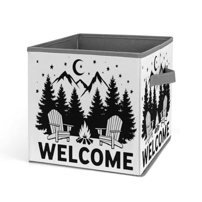 Welcome To Camping Foldable Storage Box with Handle Organizer Containers for Home Office Clothes Office Supplies - color: style