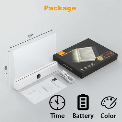 White Smart Led Reading Light, Book Light Treasure Box, Rechargeable Clear LED Flat Reading Light with 3 Colors & Timer, Doodleable Study Lamp, The Quiet Reader's Dream Lights - color: White