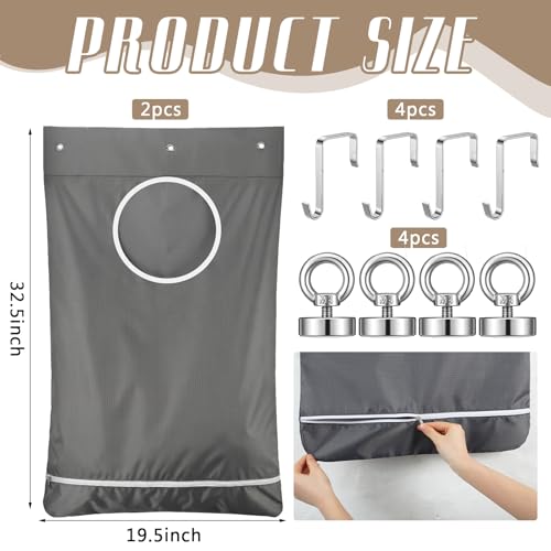 2 Pack Magnetic Hanging Laundry Bags for Cruise Ship over the Door Dirty Clothes Hamper with Magnets Cruise Cabin Storage Organizer