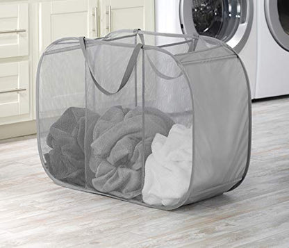 Whitmor Mesh Popup Laundry Hamper 3 Compartment Sortable Horizontal Collapsible Laundry Basket for Clothes Laundry Room Bedroom - size: 23.25"L x 13.5"W x 33.5"H