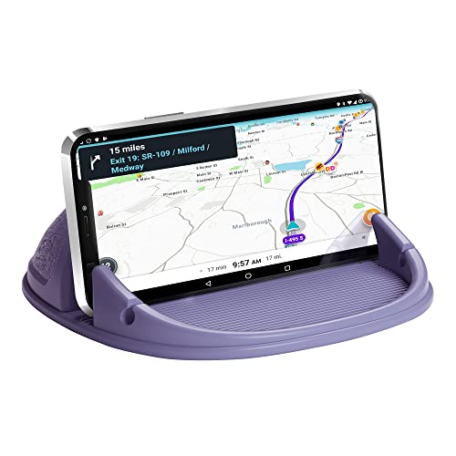 Loncaster Car Phone Holder, Car Phone Mount Silicone Car Pad Mat for Various Dashboards, Slip Free Desk Phone Stand Compatible with iPhone, Samsung, Android Smartphones, GPS Devices More (Purple) - color: Purple