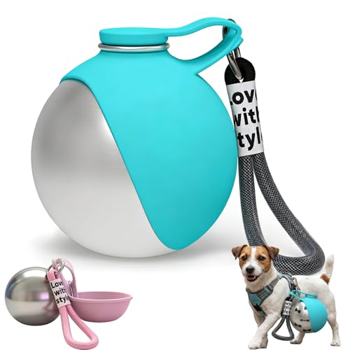 2-in-1 Portable Tumbler for Dogs, Leak-Proof Stainless Steel Dog Water Bottle with Silicone Bowl, Ideal for Walking, Hiking & Travel, Compact Dispenser for Small Dogs & Puppies (10oz) (B) - color: B