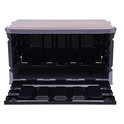 PP Folding Storage Boxes, Outdoor Portable Camping Storage Box Folding Box Table Equipment, Camping Organizer for Trunks, Study Rooms (Black&Grey)