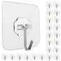 Jwxstore 24 Pack Adhesive Wall Hooks 33LB Heavy Duty No Drill Transparent Waterproof Hooks for Bathroom Kitchen Towel Coat Office Home Outdoor - size: 24 Pack