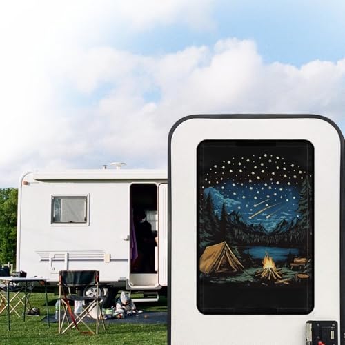 Camper Print RV Trailer Door Window Shade 16x25 Collapsible RV/Camper Door Window Sun/Privacy Shade Thicken RV Blackout Window Cover Fabric Gift for Holiday - color: Camper Print
