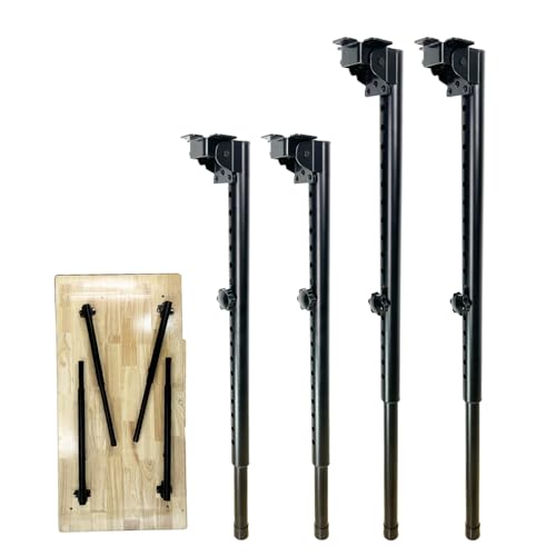 Benbuoo Folding Adjustable Table Legs 21 to 35 inch, Metal Telescopic Storage Desk Legs for Outdoor Camper, RV, Coffee Dinner Table, Tabletops, Kitchen, DIY Bar Desk, Tablesaw, 4pcs Black - size: 21-35'' 4pcs