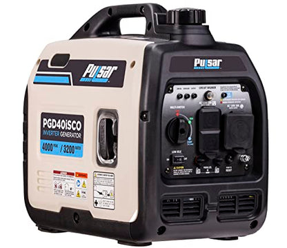 Pulsar PGD40ISCO Ultra Light Quiet 4000W Portable Gas Inverter Generator, white
